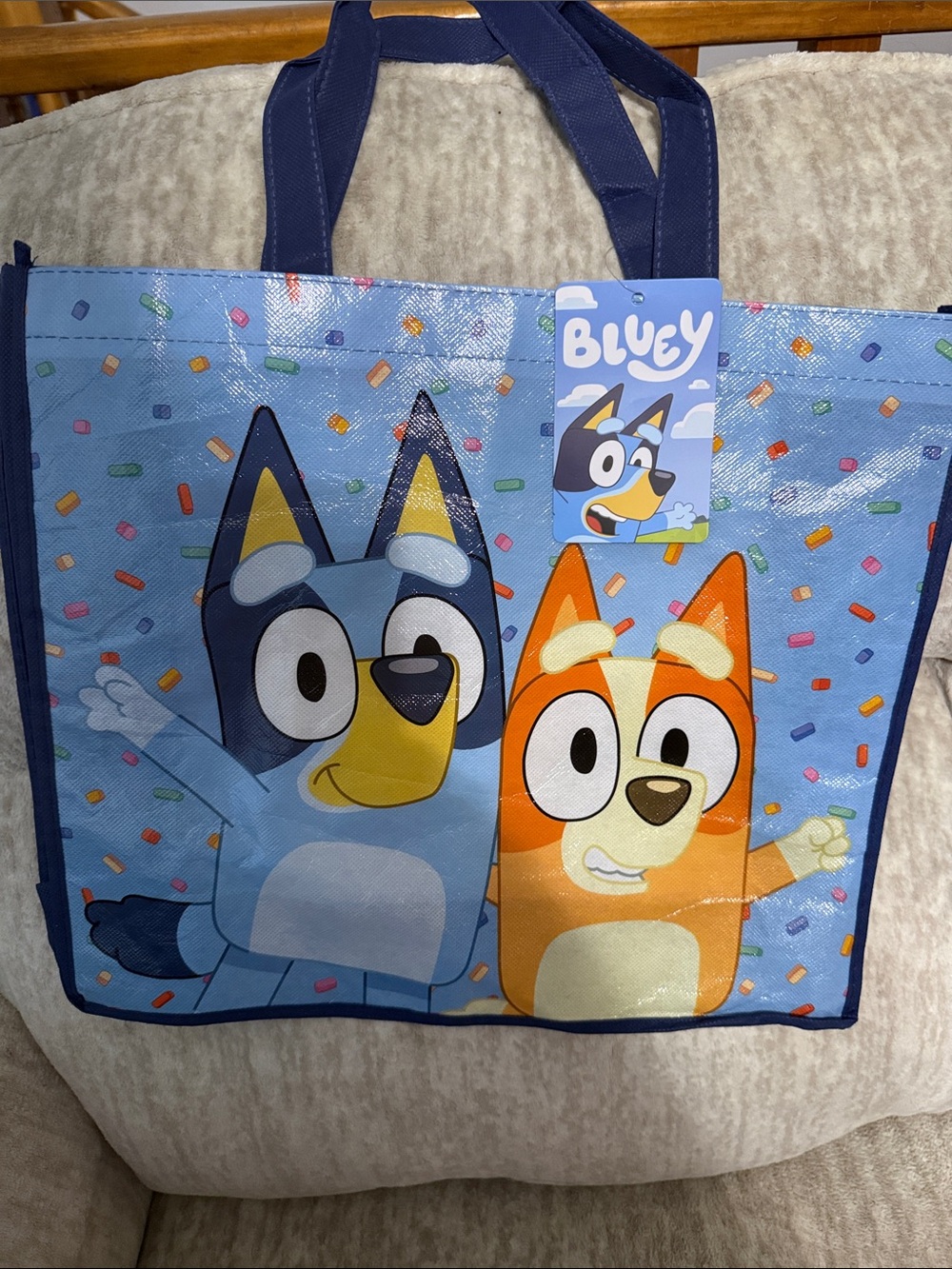 Character Kids Tote Bag in Light Blue & Orange